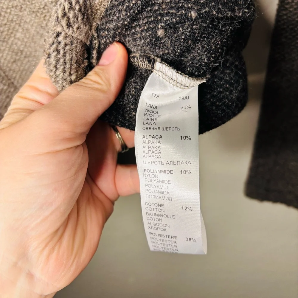Zanetti 1965 Women’s US Large Wool Blend Jacket Gray Brown Alpaca‎ Button Up